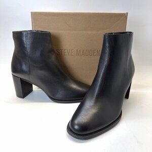 Steve Madden Jozie Black Leather Booties Block Heel Women Size 11